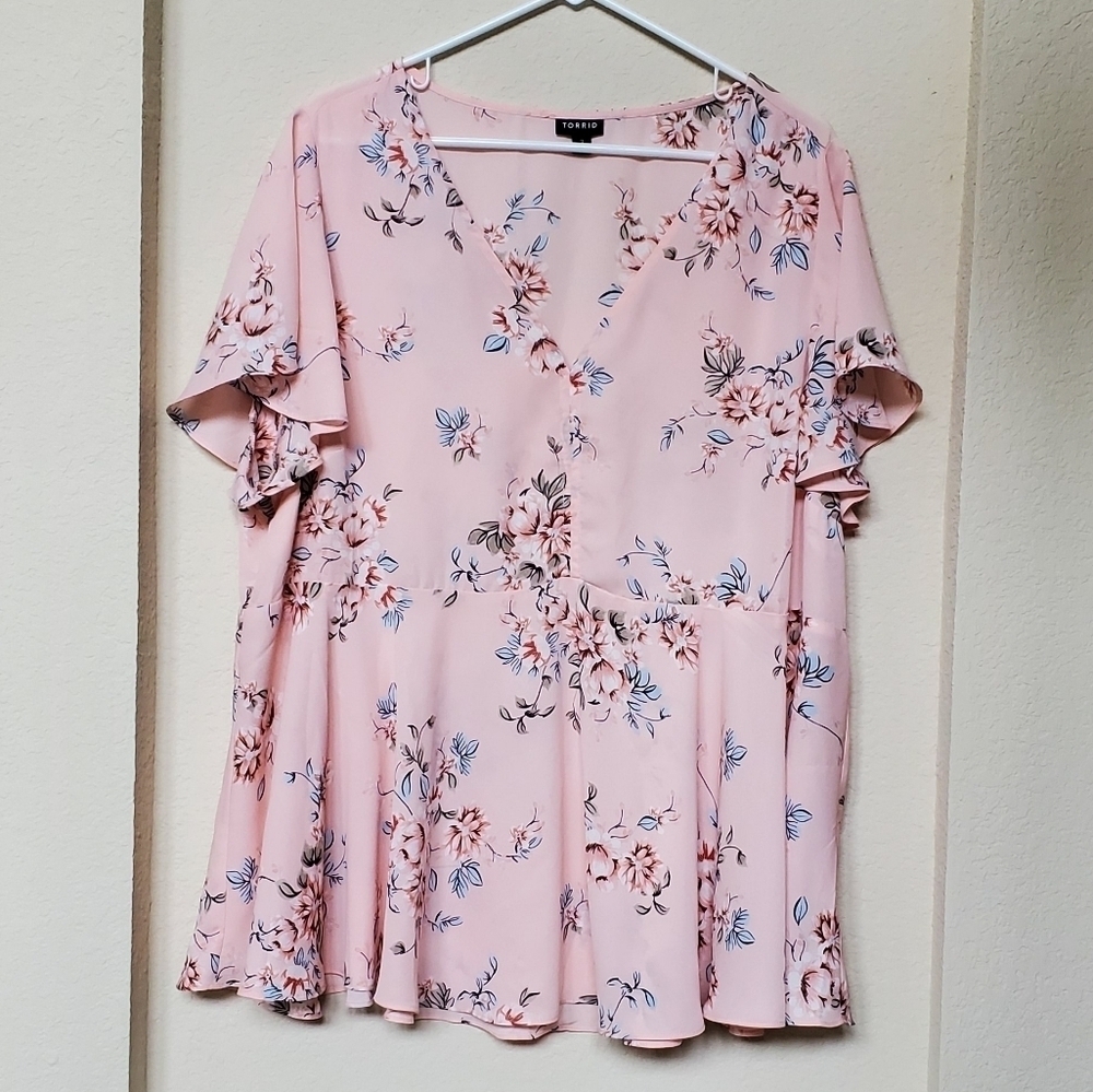Torrid Pink Mini Chiffon Skater Top - Picture 1 of 3